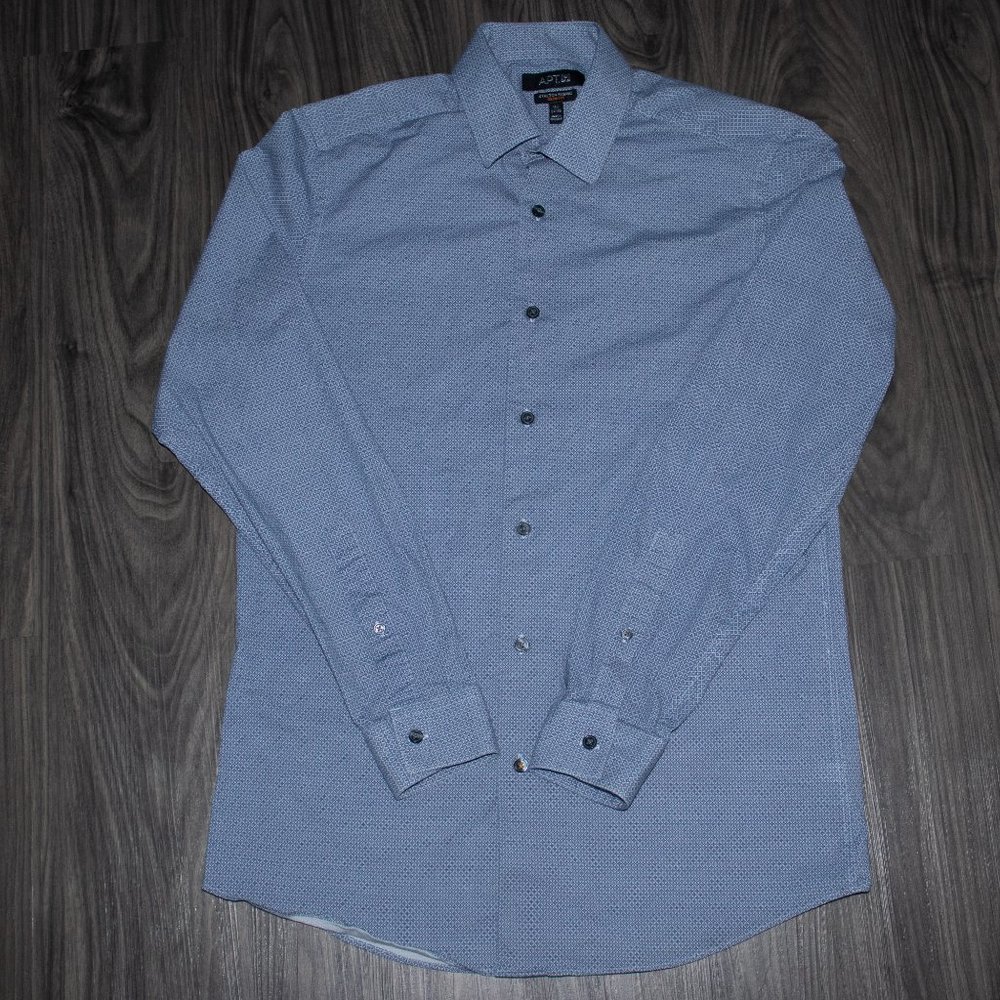 Apt 9 Men's Dress Shirt White Blue Plaid L 15 1/2